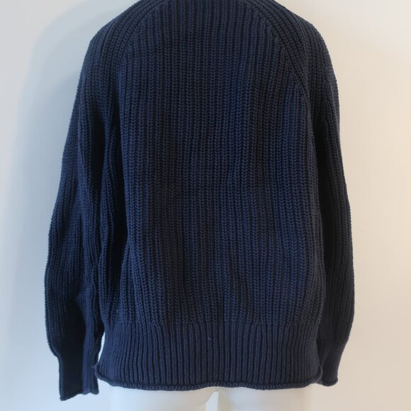 Womens J. Crew Navy Blue Mock Neck Chunky Knit Sweater L - Picture 7 of 8